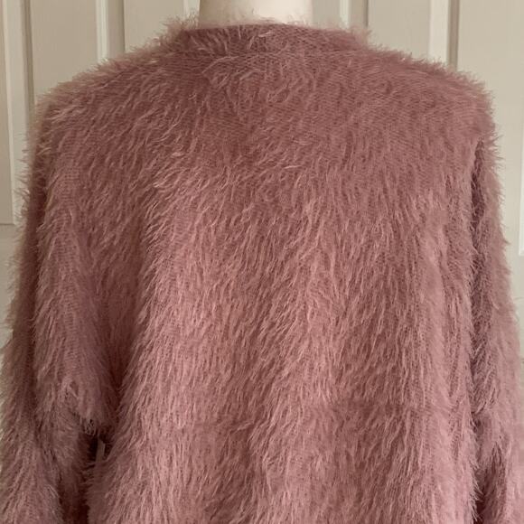 Another Reason Cardigan Sweater Mauve Teddy Bear Fuzzy Soft Open Front Small - Picture 11 of 14